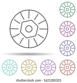 Prehistoric stone wheel in multi color style icon. Simple thin line, outline vector of prehistoric icons for ui and ux, website or mobile application
