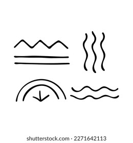 Prehistoric Symbols of 4 Elements of Life. Hand drawn doodles of fire, air, earth and water. 