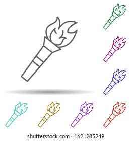 Prehistoric torch in multi color style icon. Simple thin line, outline vector of prehistoric icons for ui and ux, website or mobile application