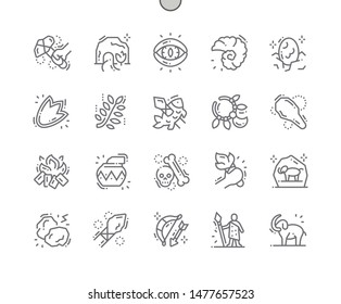 Prehistoric Well-crafted Pixel Perfect Vector Thin Line Icons 30 2x Grid for Web Graphics and Apps. Simple Minimal Pictogram