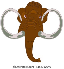 Prehistorical animal mammoth on year glade with flower