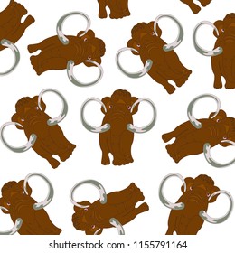 Prehistorical animal mammoth pattern on white background