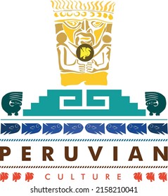 Pre-Inca Chimú Peruvian Art Iconography. Vector Symbolic Representation. 