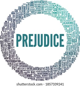 Prejudice vector illustration word cloud isolated on a white background.