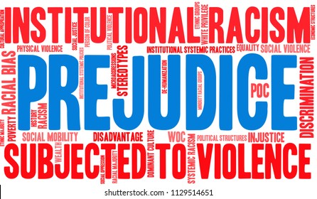 Prejudice word cloud on a white background. 