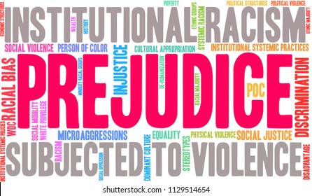 Prejudice word cloud on a white background. 