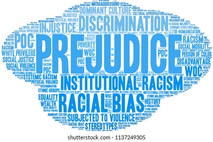 Prejudice word cloud on a white background. 