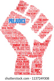 Prejudice word cloud on a white background. 