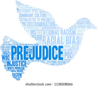 Prejudice word cloud on a white background. 