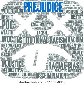 Prejudice word cloud on a white background. 