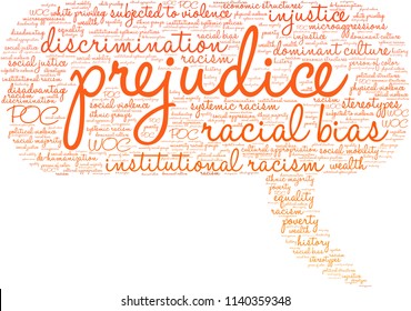 Prejudice word cloud on a white background. 