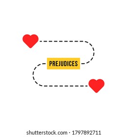 Prejudices Like Hard Social Barriers To Love. Flat Simple Style Trend Modern Proud Logo Graphic Design Isolated On White Background. Concept Of Preconceived Notion About Free Love