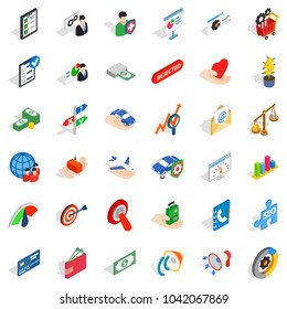 Preliminary count icons set. Isometric set of 36 preliminary count vector icons for web isolated on white background