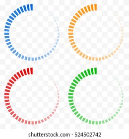 Preloader, buffer shapes symbols. Fading transparent circles