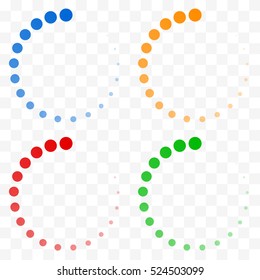 Preloader, buffer shapes symbols. Fading transparent circles