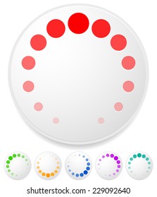 Preloader, buffer symbol rotated at different angles with several color templates