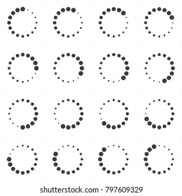 Preloader icon set isolated on white background. Loading indicators frame animation. Vector illustration EPS 10.