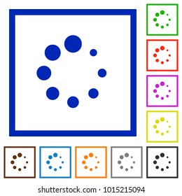 Preloader symbol flat color icons in square frames on white background