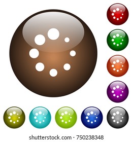 Preloader symbol white icons on round color glass buttons