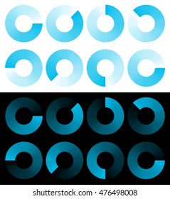 Preloaders, progress, phase indicators, buffer symbols with transparency