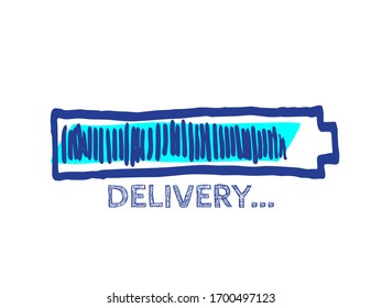 Preloder Illustration. Infographic Element with 90% Complete Indicator. Website Sketch Bar with Adjustable Fill Part. Courier Service Vector Hand Drawn Loader. Delivery Progress Bar Status. 