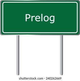 Prelog,  Croatia, road sign green vector illustration, road table
