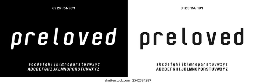 Preloved Modern Bold Font. Regular Italic Number Typography urban style alphabet fonts for fashion, sport, technology, digital, movie, logo design, vector illustration