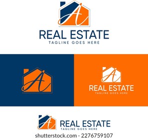 Plantillas de diseño del logotipo 'A' del alfabeto prefabricado para inmobiliarios y agentes inmobiliarios