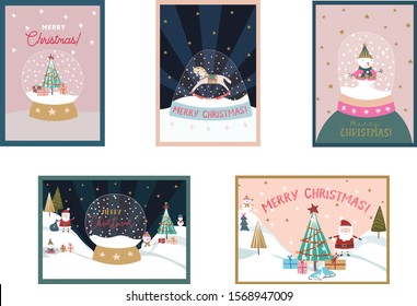 Pre-made Christmas greeting cards, printable christmas card, merry christmas, modern Xmas Card, pink christmas