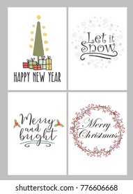 Premade christmas postcards, vector