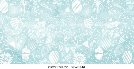 Diseño prefabricado con símbolos de vacaciones sobre fondo de color azul. Fondo festivo. Diseño de vectores tarjeta de bienvenida decorativa o fondo de diseño de invitación. 