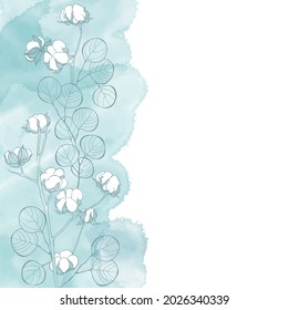 Pre-made design on winter or christmas theme , floral, watercolor spots and place for text. Vector layout decorative greeting card or invitation design background. 