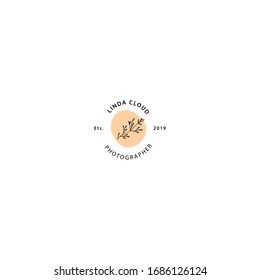 
Premade Hand Drawn Logo with Wild Flower and Leaves. Logo for spa and beauty salon, boutique, organic shop, wedding, floral designer, interior, photography, cosmetic. Floral element