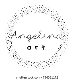 Premade logo design with dotted wreath. Feminine logotype template in elegant artistic style