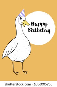 Premade postcard with duck, hand drawn, vector