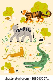 A pre-made poster about animal protection in a minimalistic style. Vector illustration.