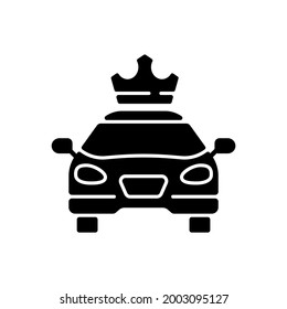 Premier cars black glyph icon. Service for ordering premium taxis. Comfortable ride. Reservation of passenger cars. Luxury cab. Silhouette symbol on white space. Vector isolated illustration