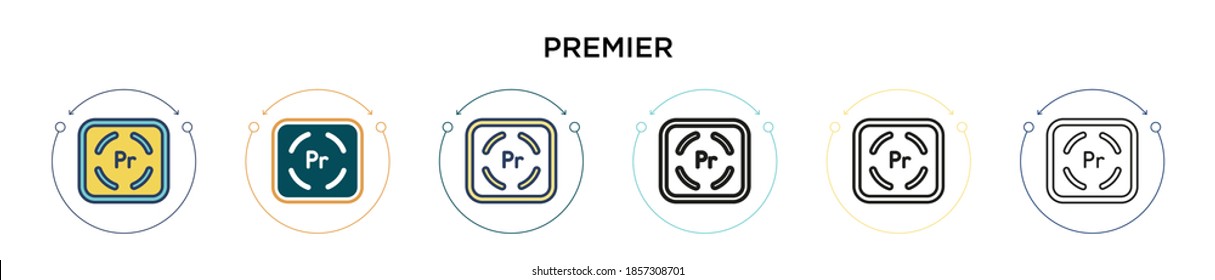 Premier icon in filled, thin line, outline and stroke style. Vector illustration of two colored and black premier vector icons designs can be used for mobile, ui, web