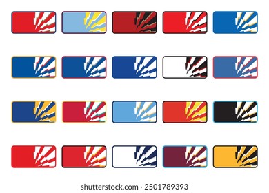 Premier league twenty vector rectangular English football soccer league team color empty banners or card with zigzag lines for club logos on white background.