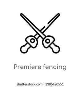 premiere fencing vector line icon. Simple element illustration. premiere fencing outline icon from signs concept. Can be used for web and mobile