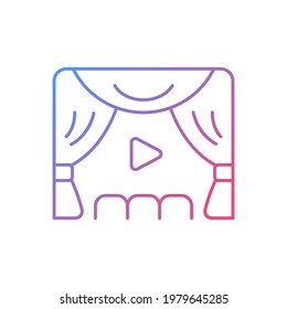 Premiere gradient linear vector icon. Watching streaming movies and TV series. Online event in real-time. Thin line color symbols. Modern style pictogram. Vector isolated outline drawing