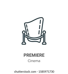 Premiere outline vector icon. Thin line black premiere icon, flat vector simple element illustration from editable cinema concept isolated on white background