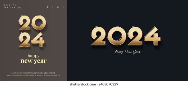 premium 2024 design with metallic gold numbers. Premium vector background design 2024.