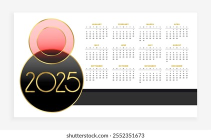 premium 2025 new year calendar template for business or office vector