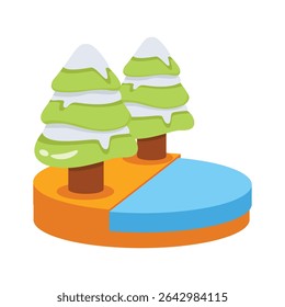 A premium 2d icon of snowy fir trees