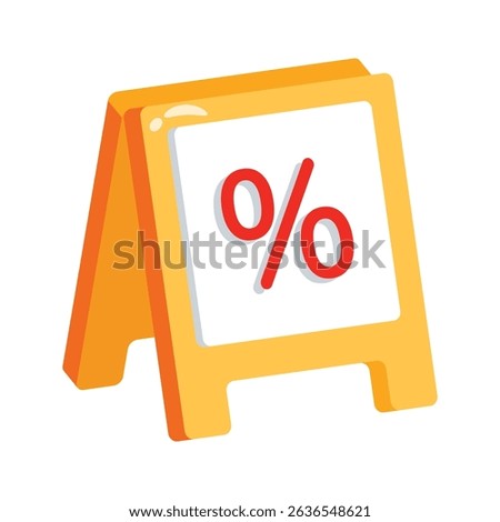 A premium 2d icon of standing discount board sign
