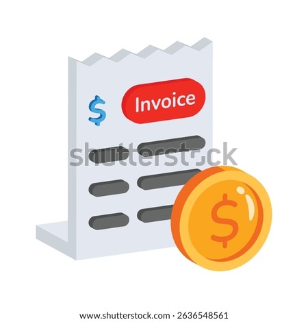 A premium 2d style icon of printed receipt