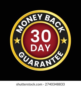 Premium 30 Day Money Back Guarantee Gold and Red Badge Vector