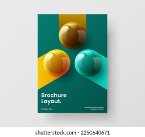 Premium 3D balls booklet concept. Modern placard vector design template.