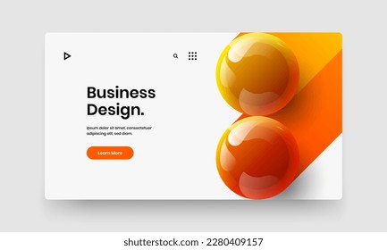 Premium 3D balls corporate brochure template. Amazing website design vector illustration.